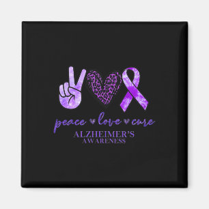 Imã Peace Love Cure Ribbon Lepard Alzheimer Brain Awa