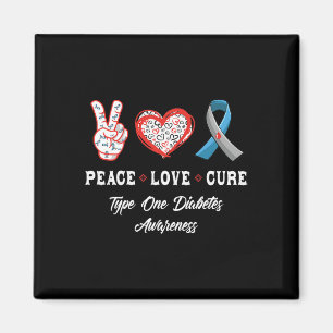 Imã Peace Love Cure Type One Diabetes Awarness Men Wo