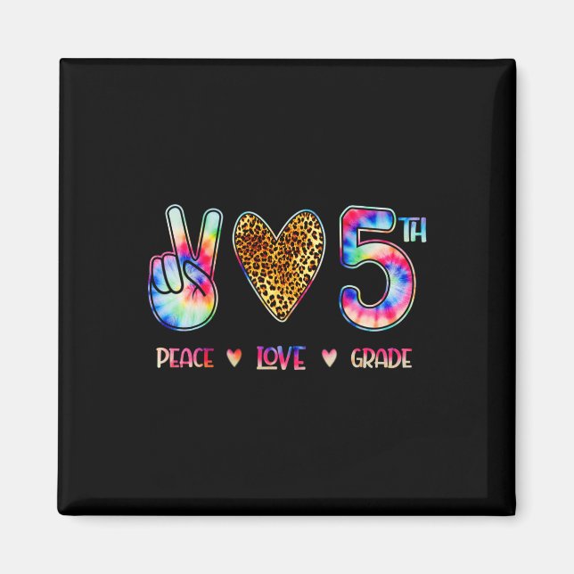 Imã Peace Love Fifth Grade Squad Back To School Gift  (Frente)