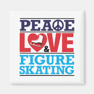 Imã Peace Love Figure Skating Magnet