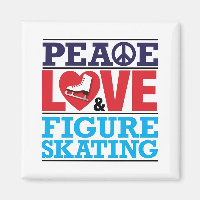 Imã Peace Love Figure Skating Magnet (Frente)