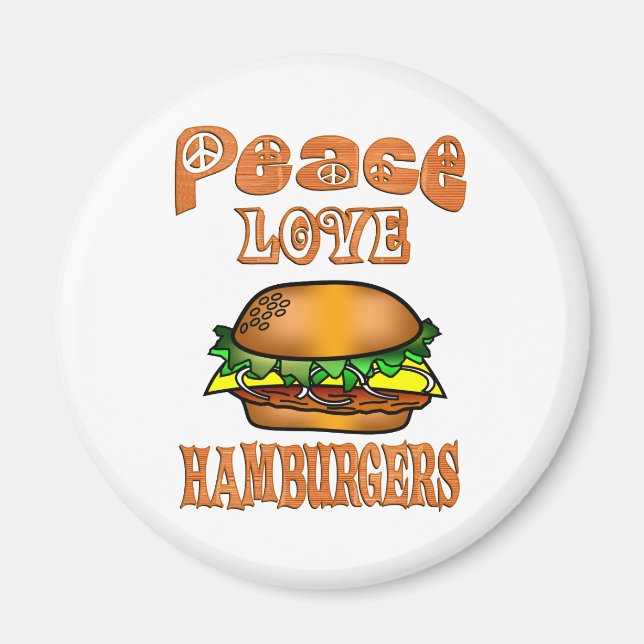 Imã Peace Love Hamburgers (Frente)