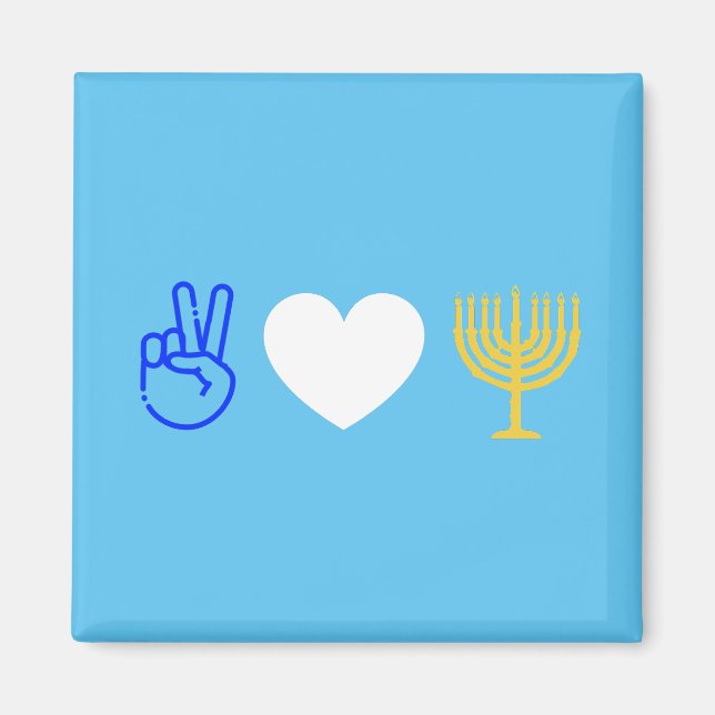 Imã Peace Love & Hanukkah Magnet (Frente)