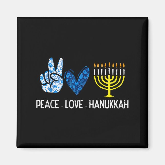 Imã Peace Love Hanukkah Retro Chanukah Jewish Men Wome (Frente)