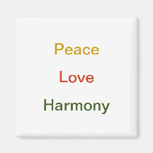Peace Love Harmony Gold verde vermelho