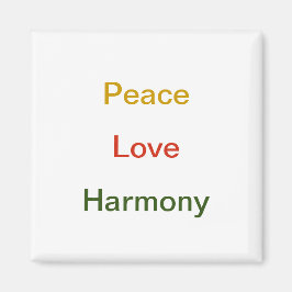 Imã Peace Love Harmony Gold verde vermelho