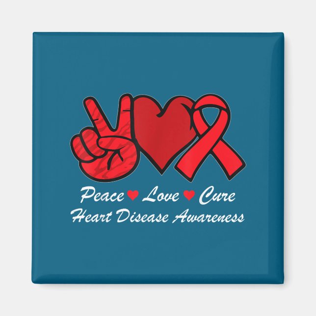 Imã Peace Love Heart Disease Awareness Chd Suprt Wear  (Frente)