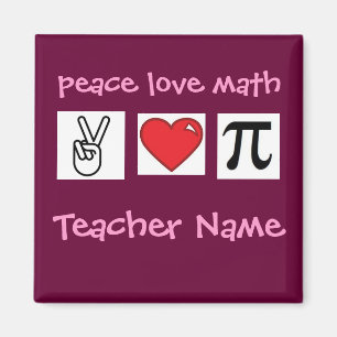 Imã Peace Love Math Custom Math Teacher...