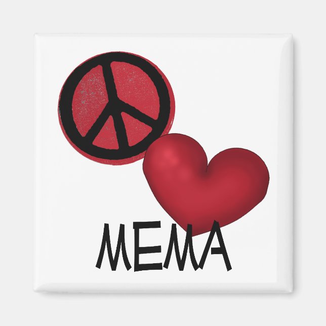 Imã Peace Love Mema (Frente)