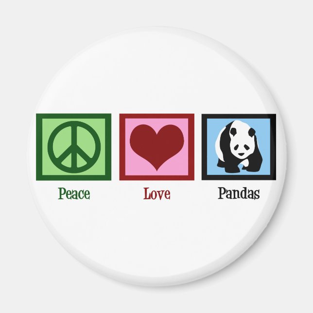 Imã Peace Love Pandas (Frente)