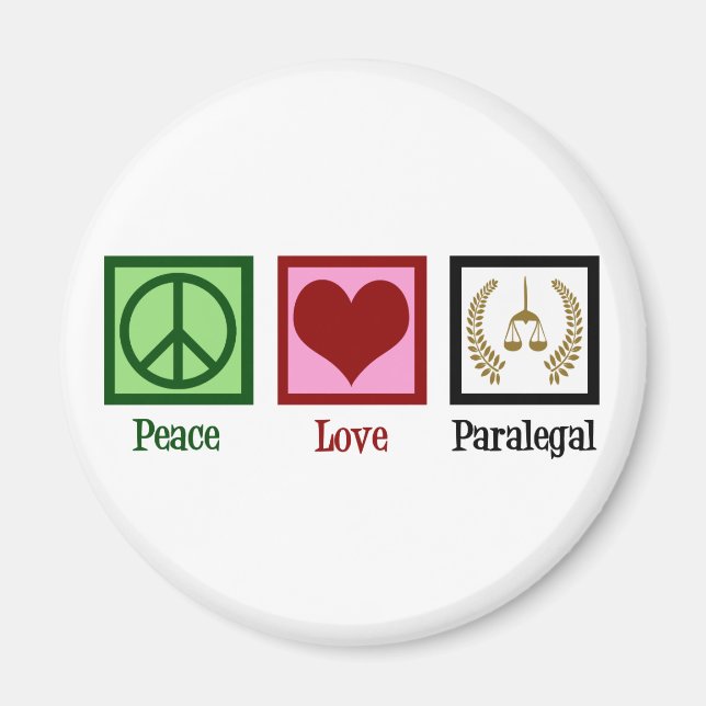 Imã Peace Love Paralegal (Frente)