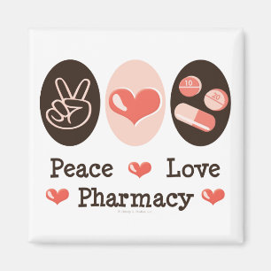 Imã Peace Love Pharmacy Magnet