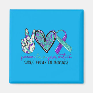 Imã Peace Love Prevention Prevention Awareness Ribbon