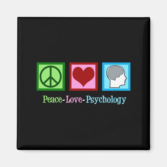 Imã Peace Love Psychology Cute Psychologist  (Frente)