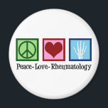 Imã Peace Love Rheumatology<br><div class="desc">Um presente reumatologista bonito para um médico que trabalha com doentes com artrite reumatoide e outras doenças reumáticas. Paz Amor Reumatologia.</div>