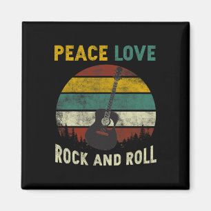 Imã Peace Love Rock &amp; Roll Guitar Player Guitarris
