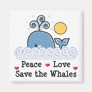 Imã Peace Love Save The Whales Magnet