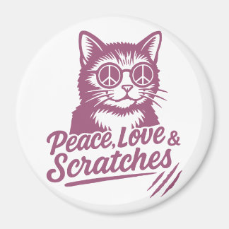 Imã Peace, Love & Scratches Funny Cat