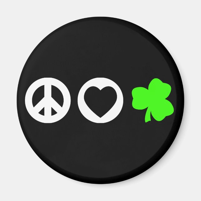 Imã Peace Love Shamrock (Frente)