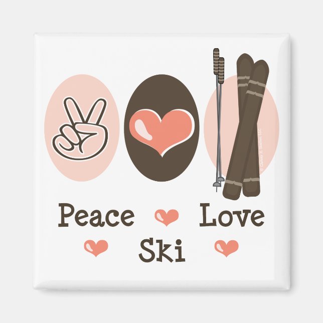 Imã Peace Love Ski Magnet (Frente)