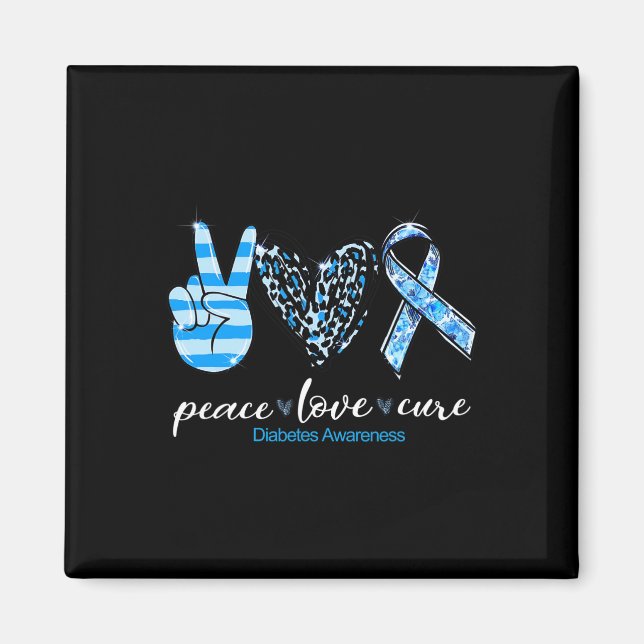 Imã Peace Love Type Diabetes Awarness Survivence Mês (Frente)