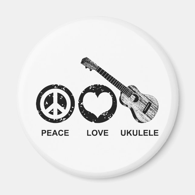 Imã Peace Love Ukulele (Frente)