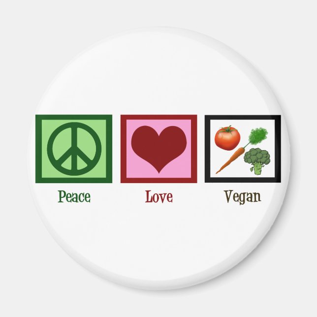 Imã Peace Love Vegan (Frente)