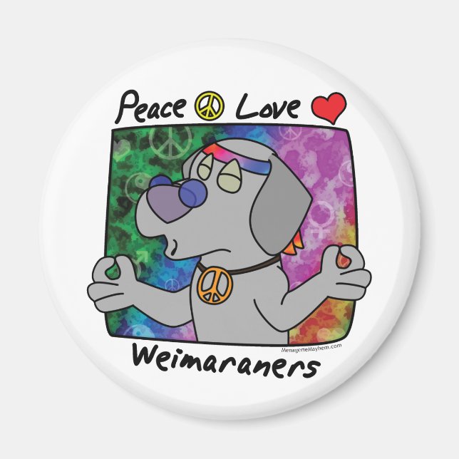 Imã Peace Love Weimaraner (Frente)