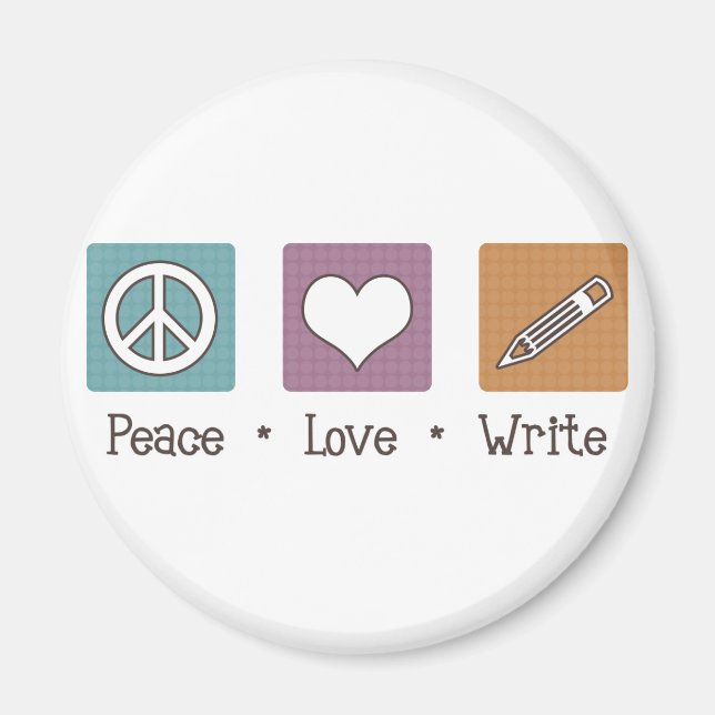 Imã Peace Love Write (Frente)
