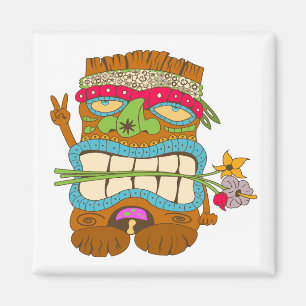Imã Peace Lover Tiki, Floral Hippie, Engraçado