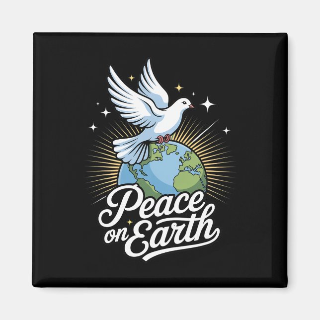 Imã Peace On Earth Dove And Globe Faith Christmas  (Frente)