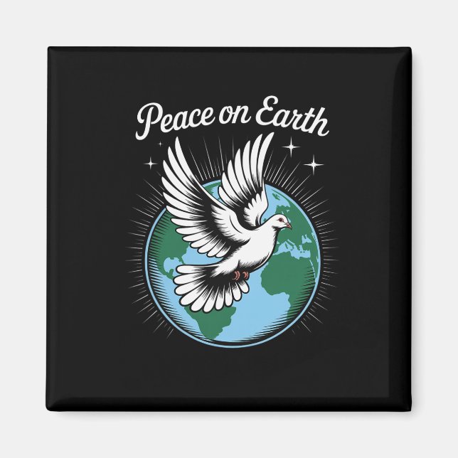 Imã Peace On Earth Dove And Globe Faith Christmas Spir (Frente)