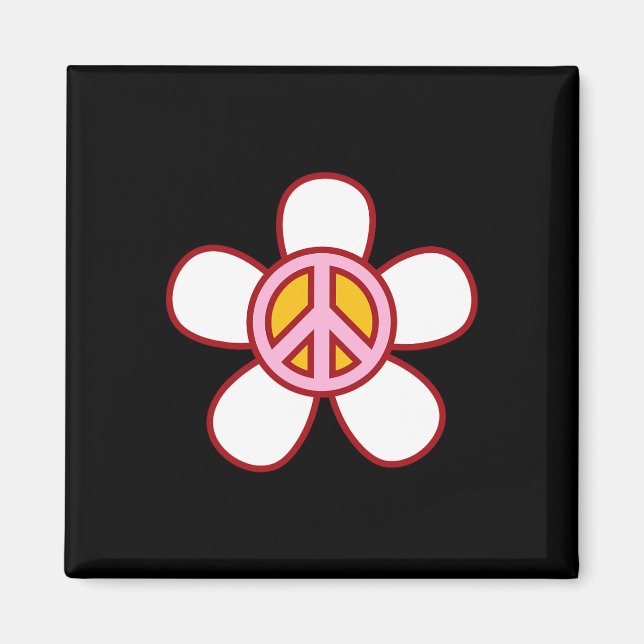 Imã PEACE SIGN LOVE 60s 70s Groovy Hippie Costume Hall (Frente)