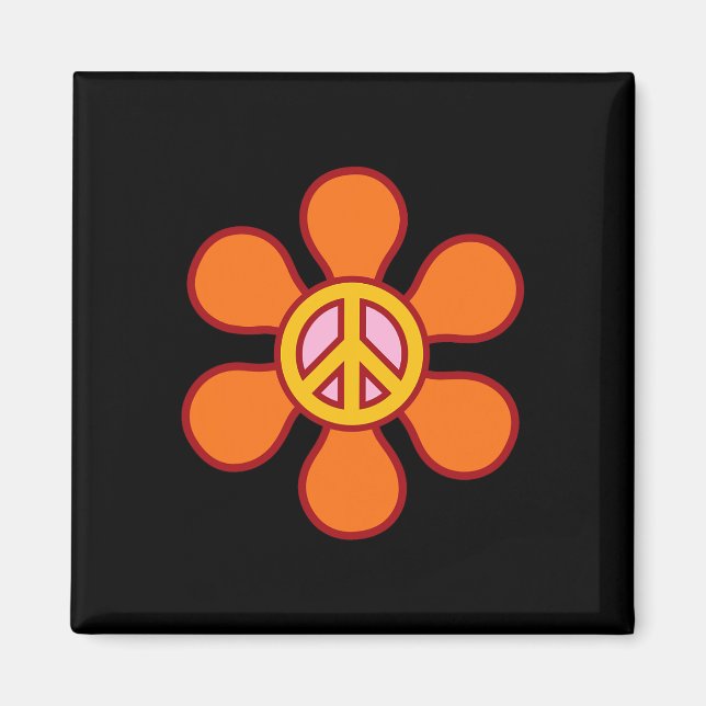 Imã PEACE SIGN LOVE 60s 70s Groovy Hippie Costume Hall (Frente)