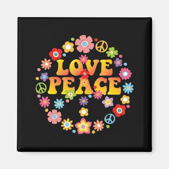 Imã PEACE SIGN LOVE 60s 70s Tie Die Hippie Costume   (Frente)