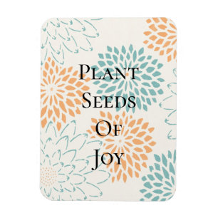 Ímã Peach Aqua Floral Blossomo Joy Poem