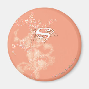 Imã Peach Floral Patterno Supergirl