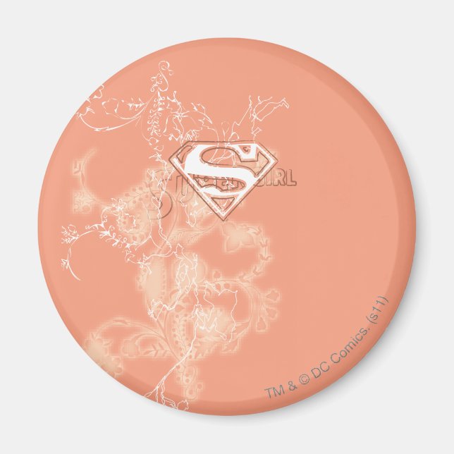 Imã Peach Floral Patterno Supergirl (Frente)
