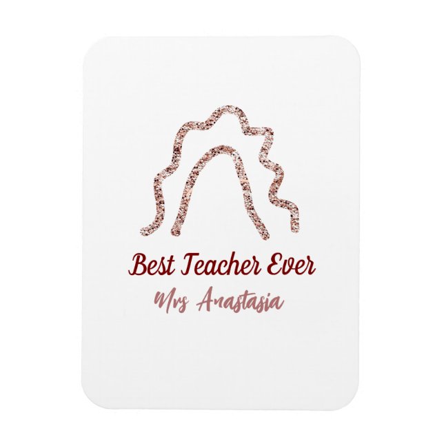 Ímã Peach marron glitter rainbow teacher appreciation  (Vertical)