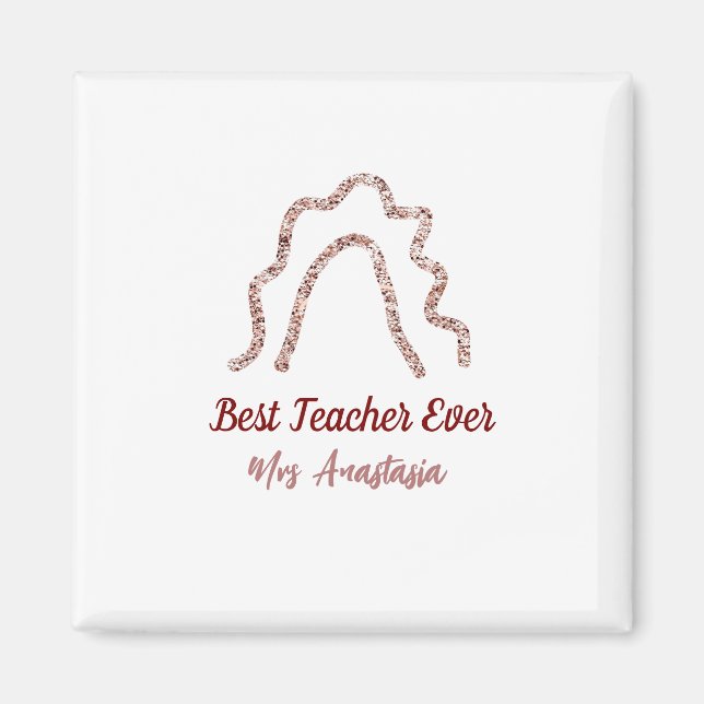 Imã Peach marron glitter rainbow teacher appreciation  (Frente)