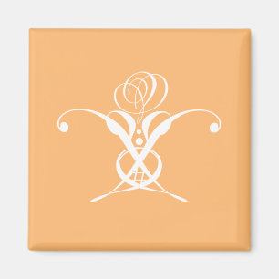 Imã Peach Retro White Flourish Rosa