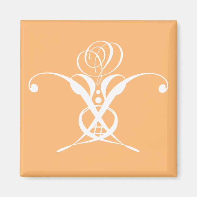 Imã Peach Retro White Flourish Rosa (Frente)