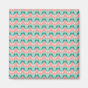 Imã Peach Yukka Rosa E Padrão ZigZag Verde