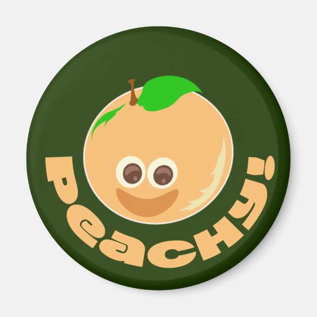 Imã Peachy Fun Fruity Happy Cartoon Art Time (Frente)
