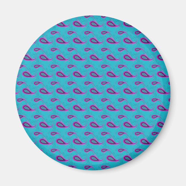 Imã Peacock e Magenta Paisley Pattern (Frente)
