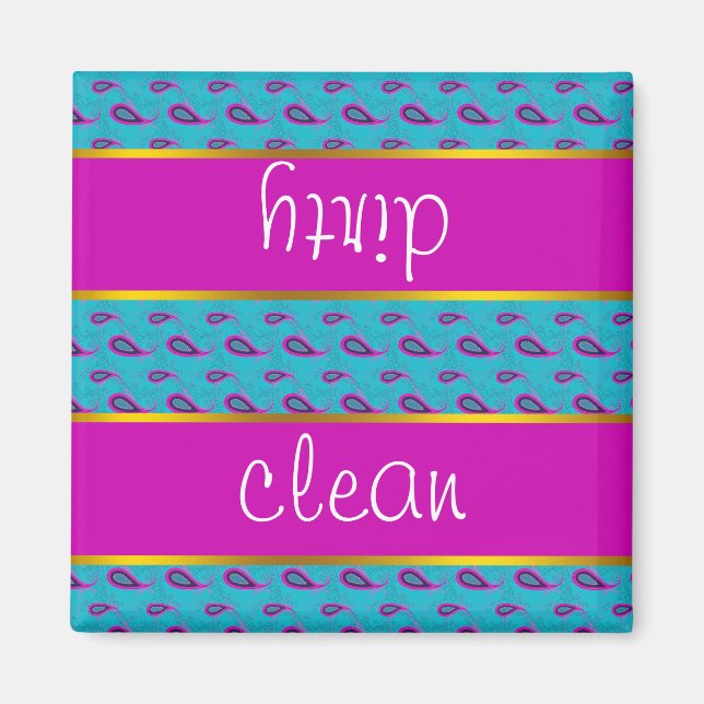 Imã Peacock e Magenta Paisley Pattern (Frente)