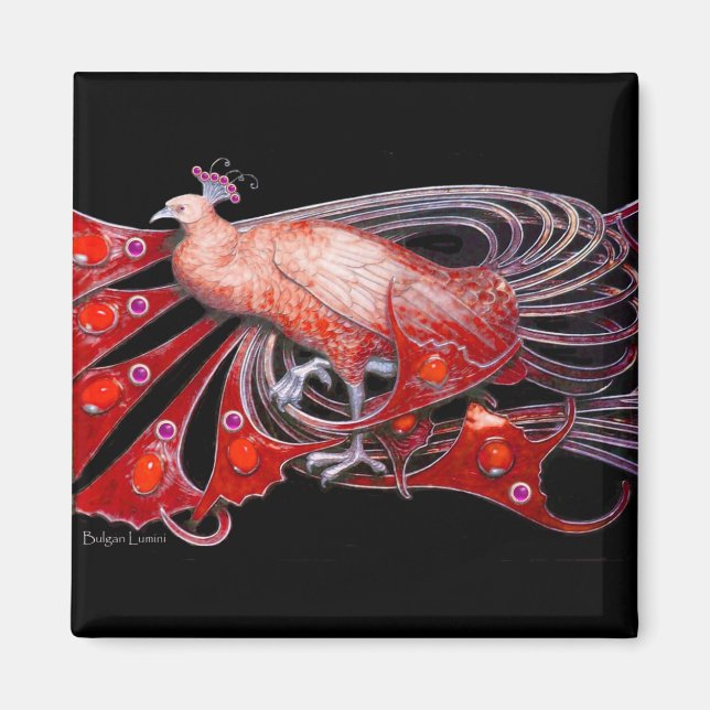 IMÃ PEACOCK ELEGANTE EM VERMELHO, PRETO (Frente)