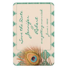 Ímã Peacock Feather no Teal Marroquino Azulejo Salve o