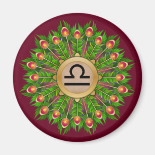 Imã Peacock Feather Wreath Zodiac Sinal Libra
