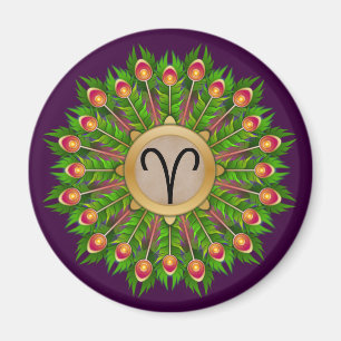Imã Peacock Feather Wreath Zodibosque - Sinal Aries